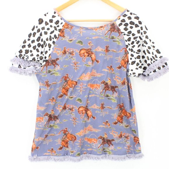 Cellabie Blouse Western Shirt Womens Rodeo Horse Bronco Cowgirl Fringe Size M - Picture 6 of 8